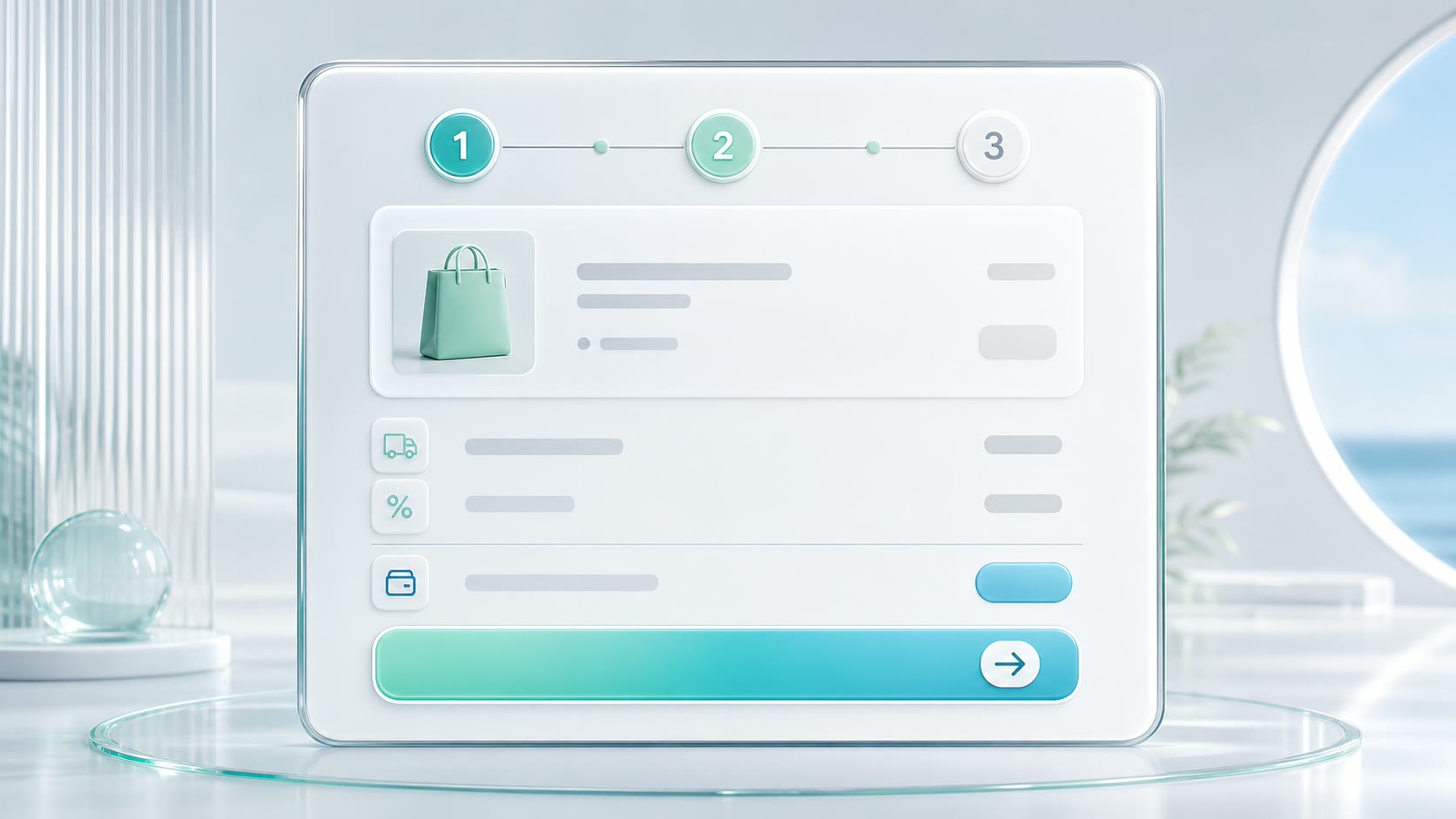 A transparent three-step checkout showing costs before the final action