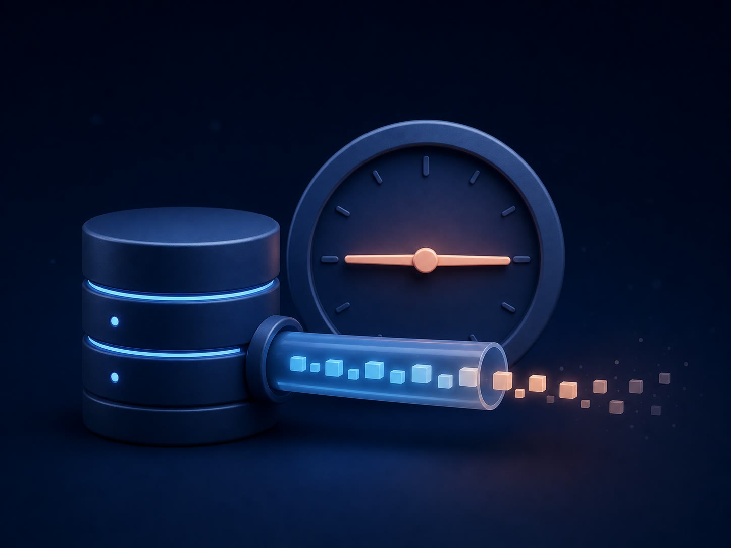 A stalled clock and fading data stream represent a data freshness alert