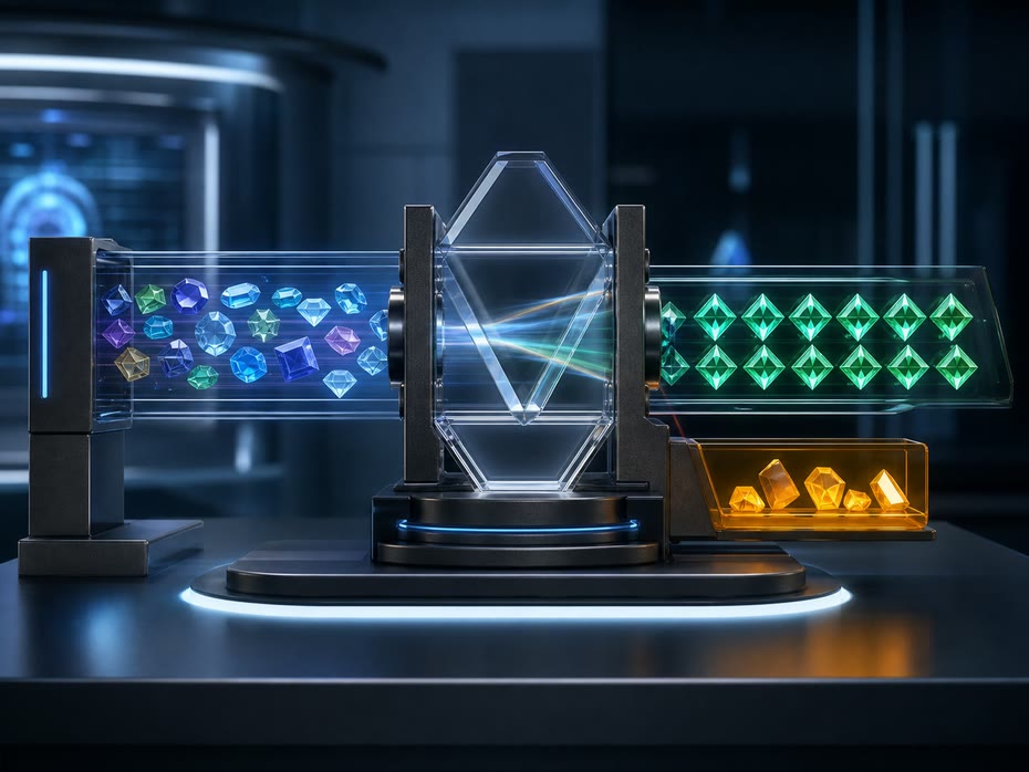 An evaluation prism sorting correct model outputs from cases requiring review