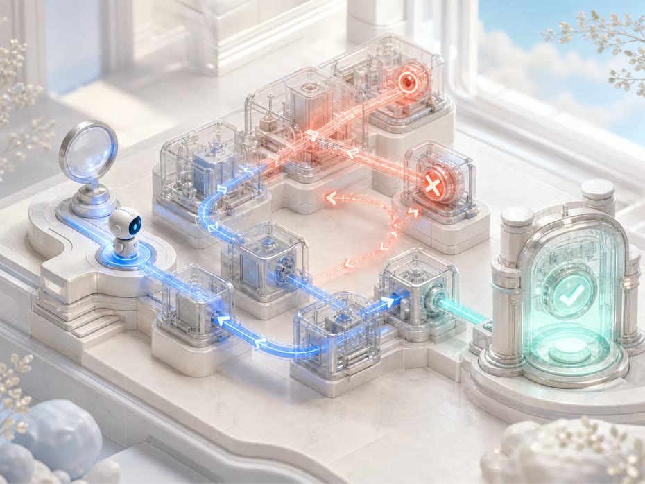 An AI agent testing hypotheses and backtracking while debugging a system