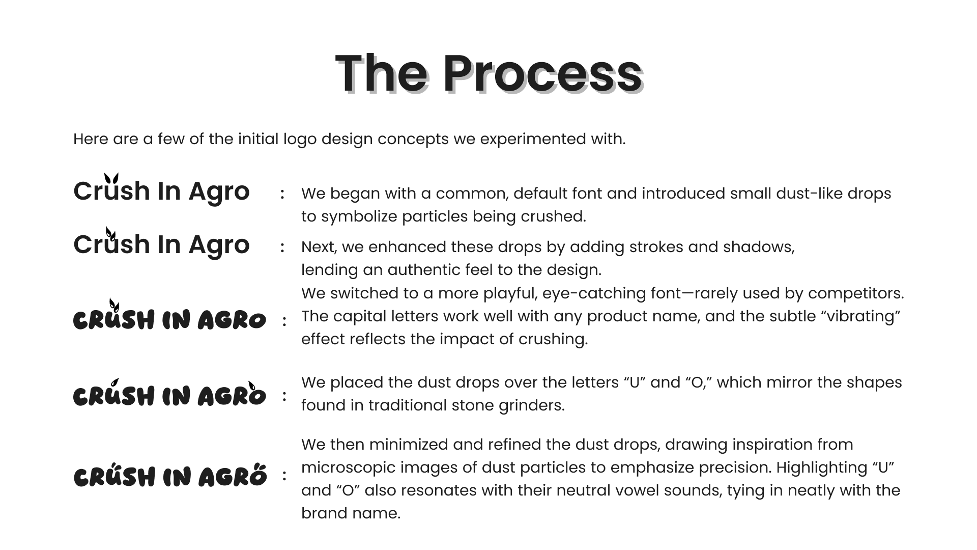 Crush In Agro design process, slide 4 of 15